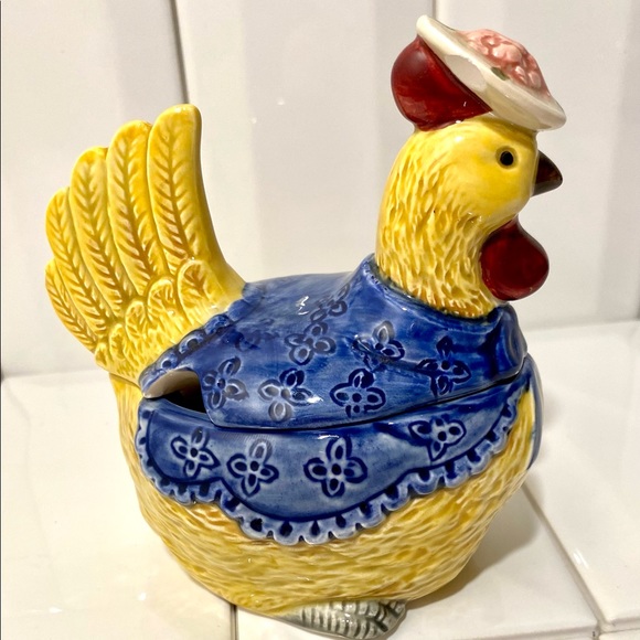 Vintage Otagiri Rooster Figurine Cookie Jar Bowl - Picture 10 of 13